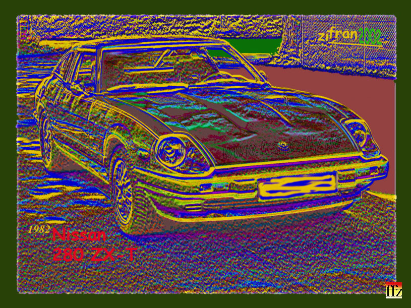 Der absolut rostfreie Garagen- und Sonnenschein-Wagen "Datsun 280 Zx-t / by Nissan" von Künstler Frank F. Zilly aus Marxzell im Schwarzwald als digitales Kunstwerk